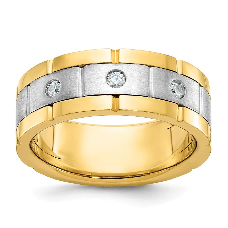 Best-Selling Jewelry Styles Now At Exclusive Discounts Mens 8.4mm 14K Two Tone Gold 1/6 Ctw Lab-Cr. Diamond Standard Fit Band Best-Selling Jewelry Styles Now At Exclusive Discounts Mens 8.4mm 14K Two Tone Gold 1/6 Ctw Lab-Cr. Diamond Standard Fit Band
