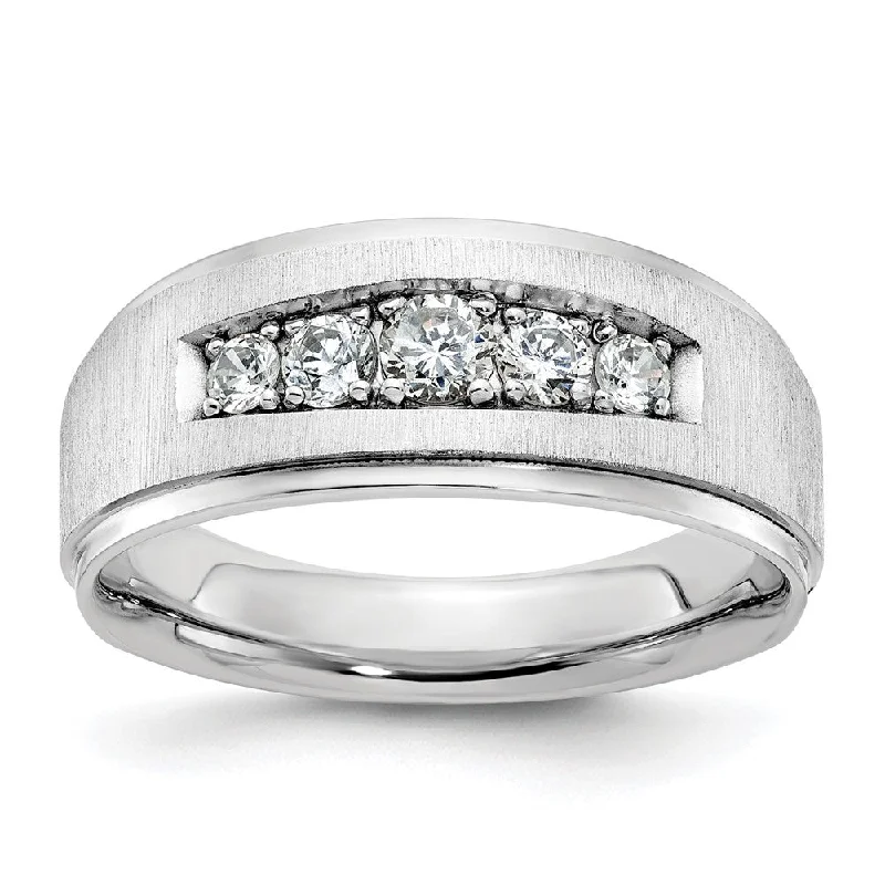 Exclusive Savings On Timeless Jewelry Pieces Mens 8.8mm 14K White Gold 5-Stone 1/2 Ctw Lab Cr. Diamond Tapered Band Exclusive Savings On Timeless Jewelry Pieces Mens 8.8mm 14K White Gold 5-Stone 1/2 Ctw Lab Cr. Diamond Tapered Band