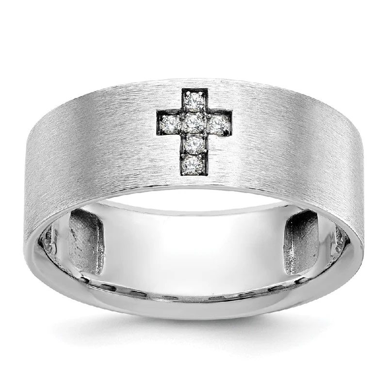 Adjustable Charm Bracelets For A Perfect Fit Men's 8mm 14K White Gold Lab-Created Diamond Cross Standard Fit Band Adjustable Charm Bracelets For A Perfect Fit Men's 8mm 14K White Gold Lab-Created Diamond Cross Standard Fit Band