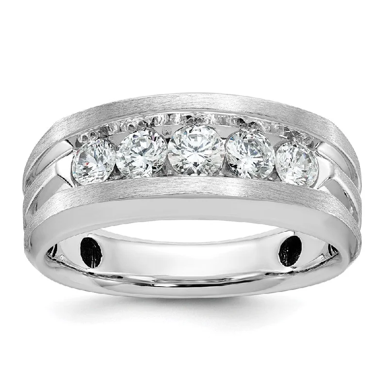 Limited Stock On Premium Jewelry At Low Prices Men's 9.3mm 14K White Gold 1.0 Ctw Lab-Created Diamond Tapered Band Limited Stock On Premium Jewelry At Low Prices Men's 9.3mm 14K White Gold 1.0 Ctw Lab-Created Diamond Tapered Band