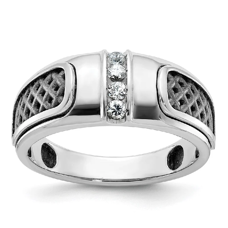 Elegant Jewelry At Unbeatable Prices – Shop Today Men's 9.3mm 14K White Gold Black Rhodium 1/5 Ctw Diamond Tapered Band Elegant Jewelry At Unbeatable Prices – Shop Today Men's 9.3mm 14K White Gold Black Rhodium 1/5 Ctw Diamond Tapered Band