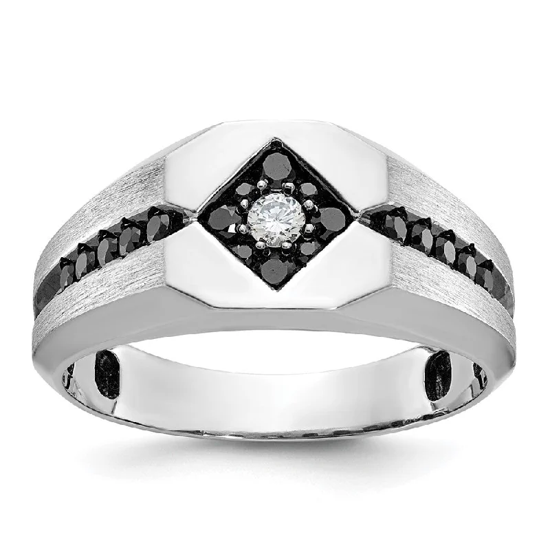 Your Dream Jewelry At Dream Prices – Shop Now Men's 9.4mm 14K White Gold Black Rhodium 1/2 Ctw Diamond Tapered Band Your Dream Jewelry At Dream Prices – Shop Now Men's 9.4mm 14K White Gold Black Rhodium 1/2 Ctw Diamond Tapered Band
