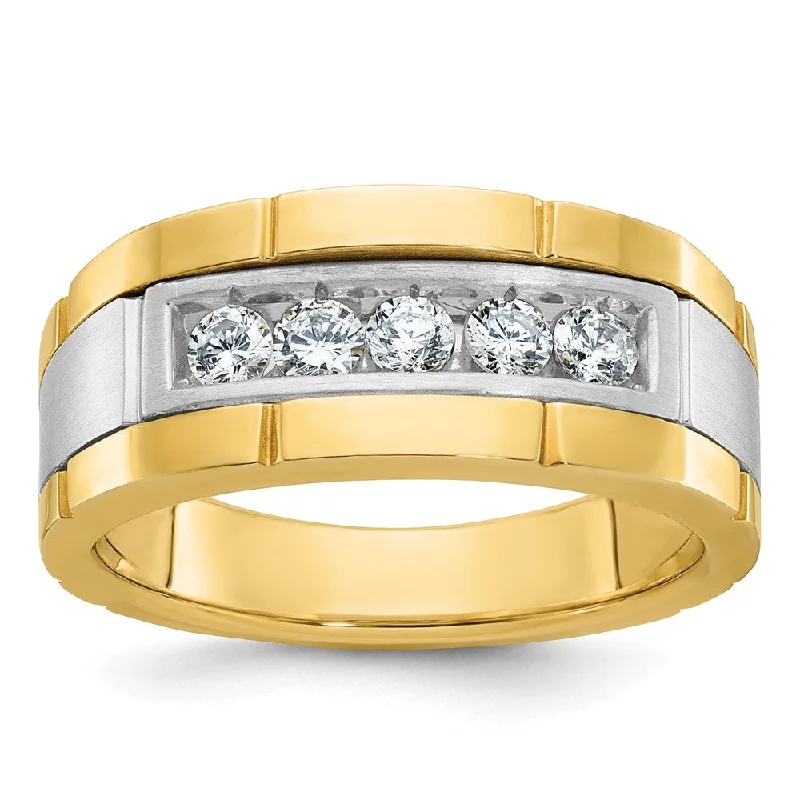 Limited-Time Jewelry Discounts – Shine Without The Splurge Men's 9.8mm 14K Two Tone Gold 1/2 Ctw Lab Created Diamond Tapered Band Limited-Time Jewelry Discounts – Shine Without The Splurge Men's 9.8mm 14K Two Tone Gold 1/2 Ctw Lab Created Diamond Tapered Band