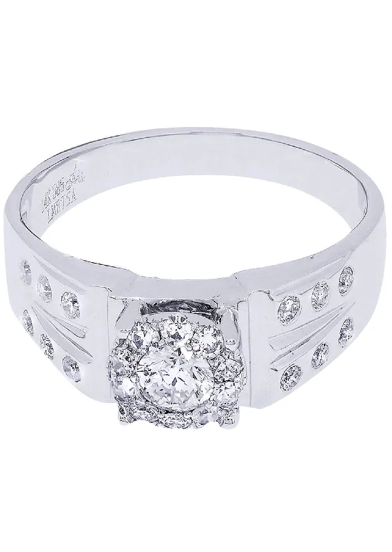 Luxury Handcrafted Jewelry For Elegant Looks White Gold Mens Diamond Ring| 0.77 Carats| 6.41 Grams Luxury Handcrafted Jewelry For Elegant Looks White Gold Mens Diamond Ring| 0.77 Carats| 6.41 Grams