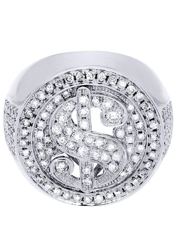 Discounted Jewelry For A Glamorous Look White Gold Mens Diamond Ring| 2.18 Carats| 23.68 Grams Discounted Jewelry For A Glamorous Look White Gold Mens Diamond Ring| 2.18 Carats| 23.68 Grams