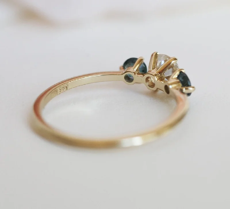 Bohemian-Inspired Jewelry For Free-Spirited Fashion Paloma Moissanite And Teal Sapphire Engagement Ring Bohemian-Inspired Jewelry For Free-Spirited Fashion Paloma Moissanite And Teal Sapphire Engagement Ring