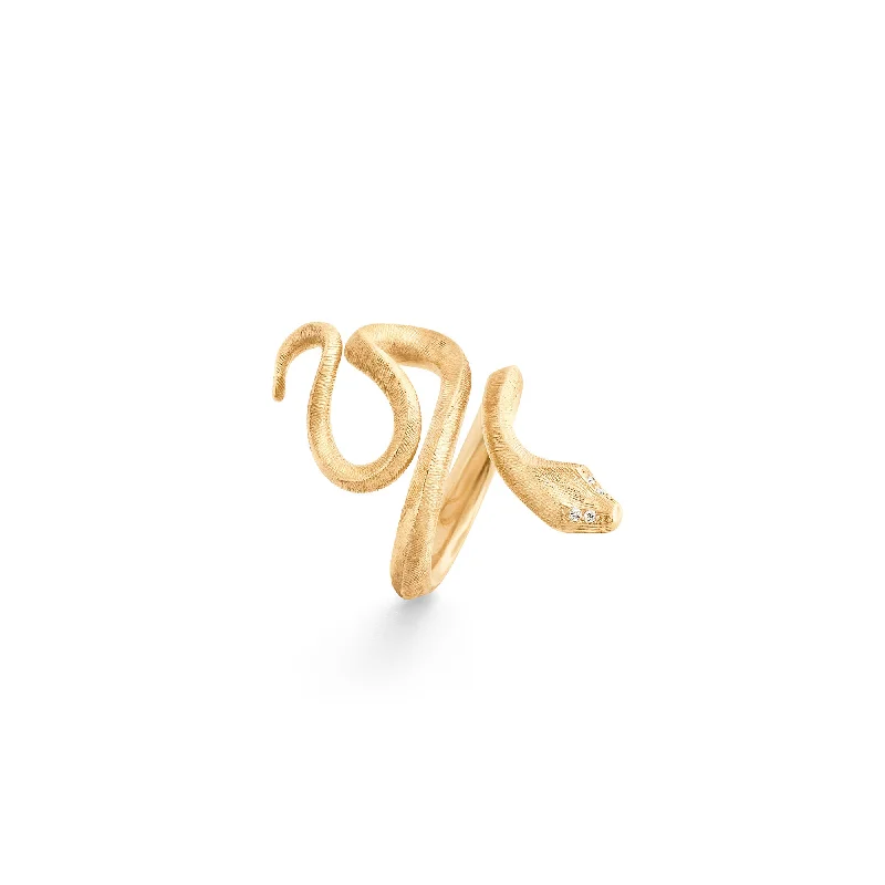 Final Call – Shop Exquisite Jewelry Before It's Gone Medium Snakes 18K Gold Ring w. Diamonds