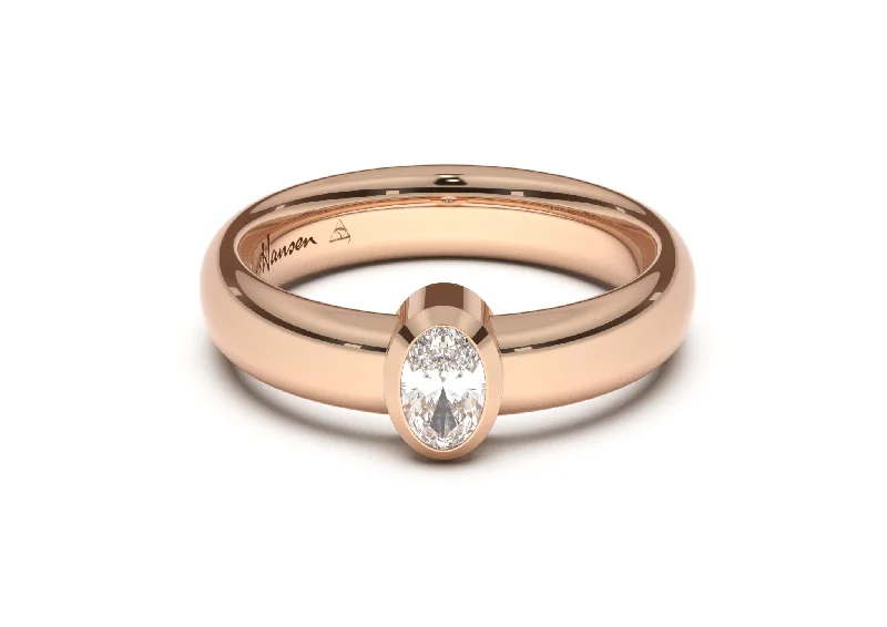 Chic And Stylish Jewelry At Discounted Prices Oval Modern Engagement Ring, Red Gold Chic And Stylish Jewelry At Discounted Prices Oval Modern Engagement Ring, Red Gold