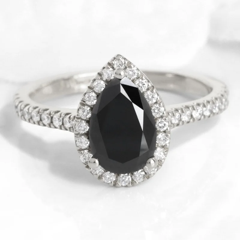 Exclusive Jewelry Offers – Shine For Less Halo Pear Black Diamond Ring in Luna Halo Pave Diamond Band Exclusive Jewelry Offers – Shine For Less Halo Pear Black Diamond Ring in Luna Halo Pave Diamond Band