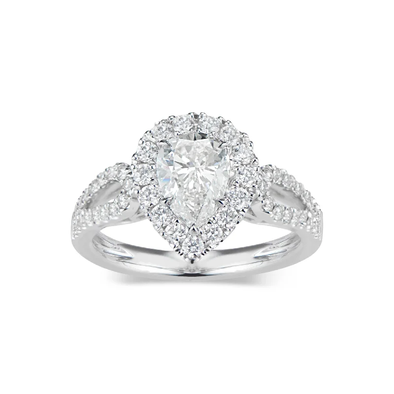 Exclusive Savings On Timeless Jewelry Pieces Pear Halo Diamond Engagement Ring with Open Loop Shank Exclusive Savings On Timeless Jewelry Pieces Pear Halo Diamond Engagement Ring with Open Loop Shank