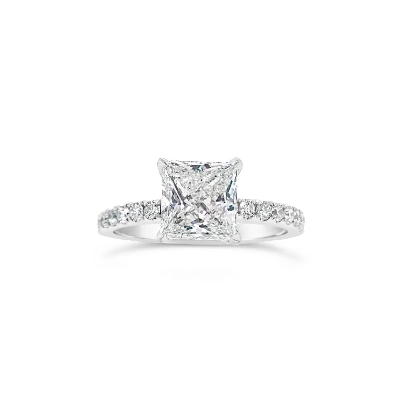 Limited-Time Offer On Premium Jewelry Collections Princess-Cut Diamond Engagement Ring with Round Diamond Shank Limited-Time Offer On Premium Jewelry Collections Princess-Cut Diamond Engagement Ring with Round Diamond Shank