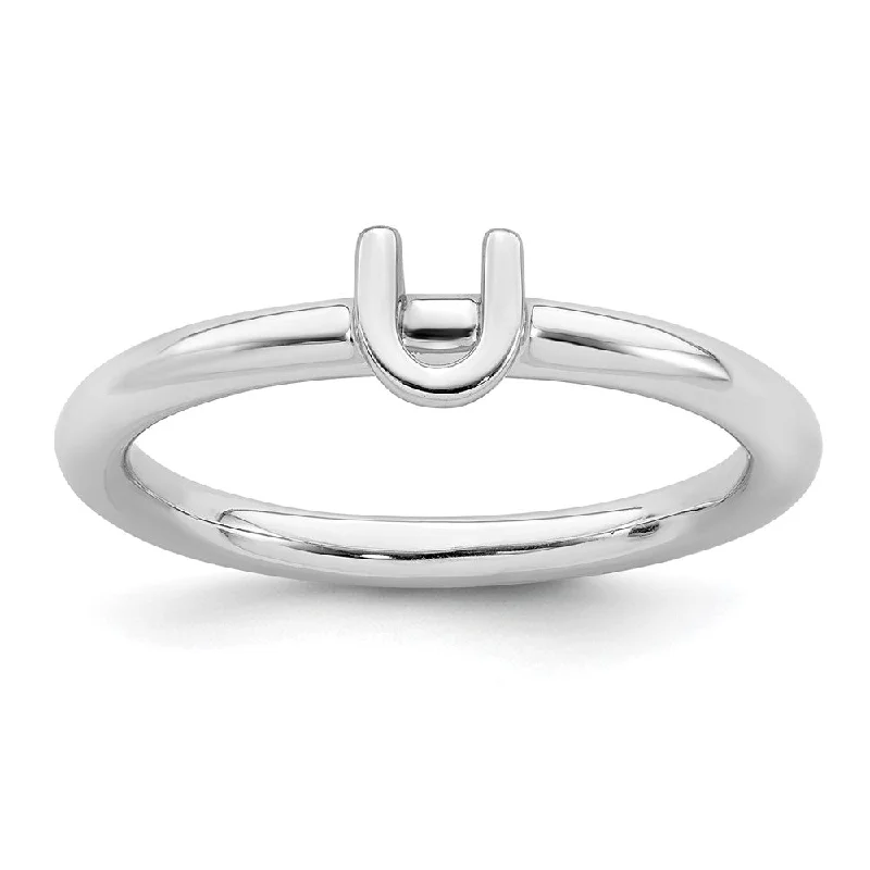 Dazzling Deals On Necklaces, Bracelets, And More Rhodium Plated Sterling Silver Stackable Letter U Ring Dazzling Deals On Necklaces, Bracelets, And More Rhodium Plated Sterling Silver Stackable Letter U Ring