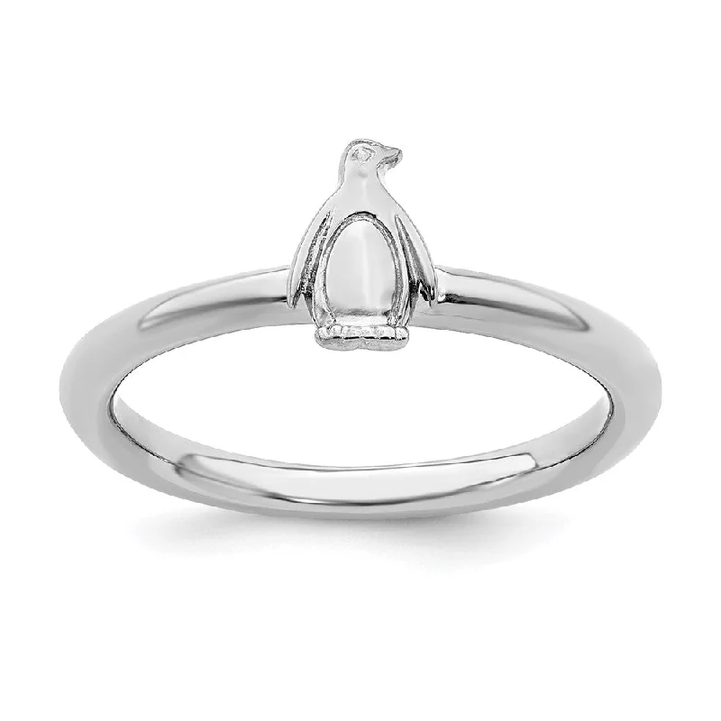 Must-Have Jewelry At Irresistible Discounts Rhodium Plated Sterling Silver Stackable Penguin Ring Must-Have Jewelry At Irresistible Discounts Rhodium Plated Sterling Silver Stackable Penguin Ring