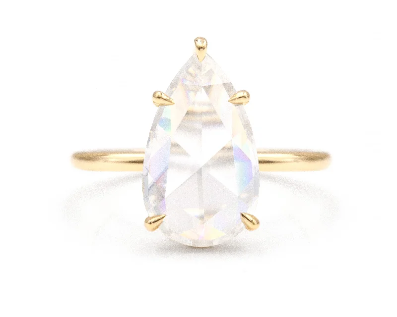 Timeless Elegance Now At Special Discounts Rose Cut Pear Moissanite Solitaire Ring