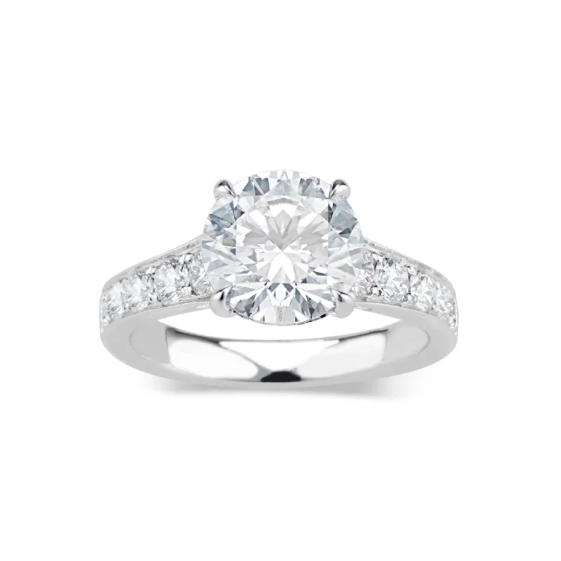 Dainty And Elegant Jewelry Now At Reduced Prices Round Diamond Engagement Ring with Diamond Shoulders Dainty And Elegant Jewelry Now At Reduced Prices Round Diamond Engagement Ring with Diamond Shoulders