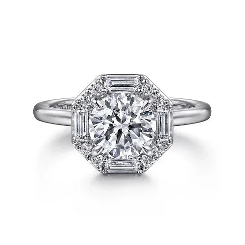 Romantic Heart-Shaped Jewelry For Special Gifts Seina - 14K White Gold Round Hidden Halo Diamond Engagement Ring (Setting Only) Romantic Heart-Shaped Jewelry For Special Gifts Seina - 14K White Gold Round Hidden Halo Diamond Engagement Ring (Setting Only)