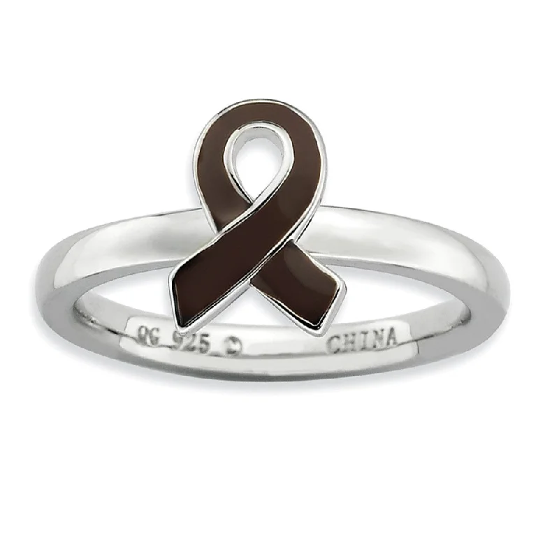 Huge Savings On Timeless Jewelry Collections Silver Stackable Brown Enamel Awareness Ribbon Ring Huge Savings On Timeless Jewelry Collections Silver Stackable Brown Enamel Awareness Ribbon Ring