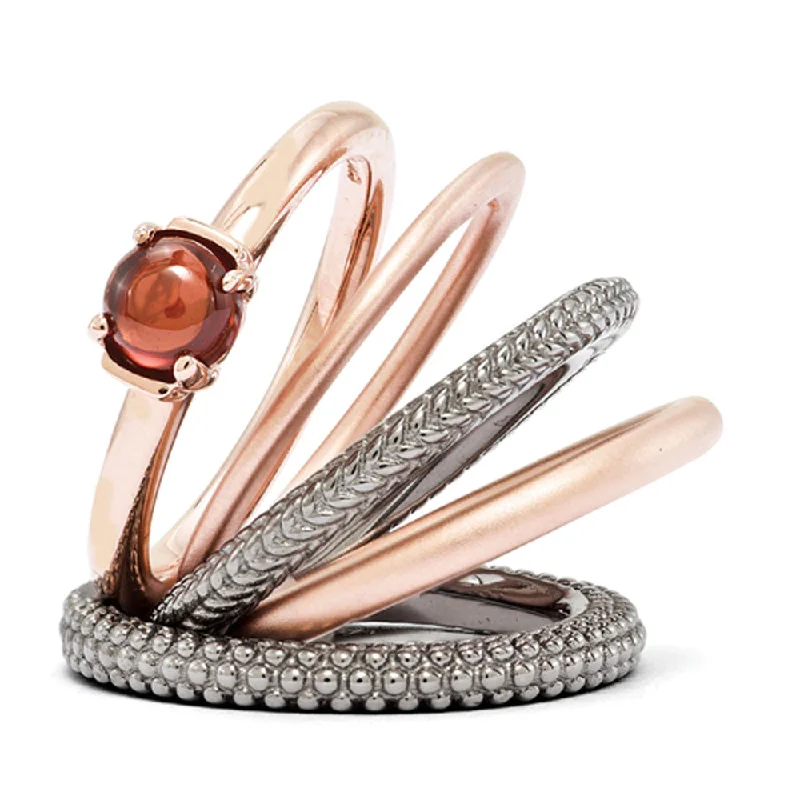 Timeless Jewelry At Special Discount Rates Stackable Black & 14K Rose Gold Plated Silver Garnet Ring Set Timeless Jewelry At Special Discount Rates Stackable Black & 14K Rose Gold Plated Silver Garnet Ring Set
