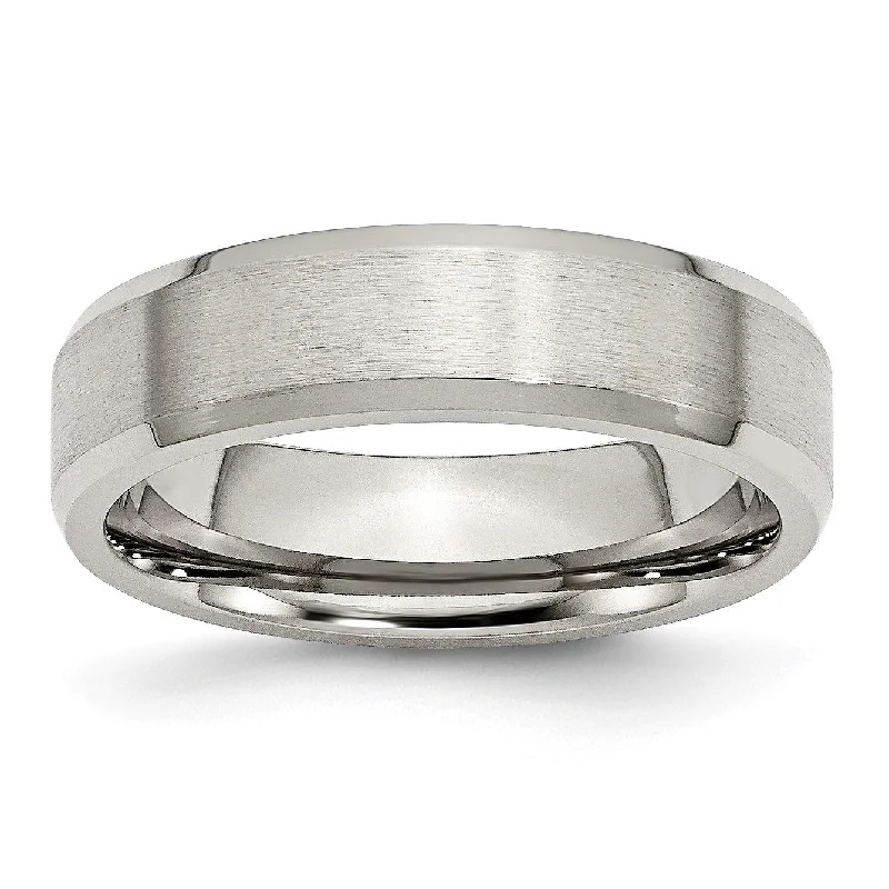Unmissable Discounts On Timeless Jewelry Pieces Stainless Steel Flat Beveled Edge 6MM Brushed and Polished Band Unmissable Discounts On Timeless Jewelry Pieces Stainless Steel Flat Beveled Edge 6MM Brushed and Polished Band