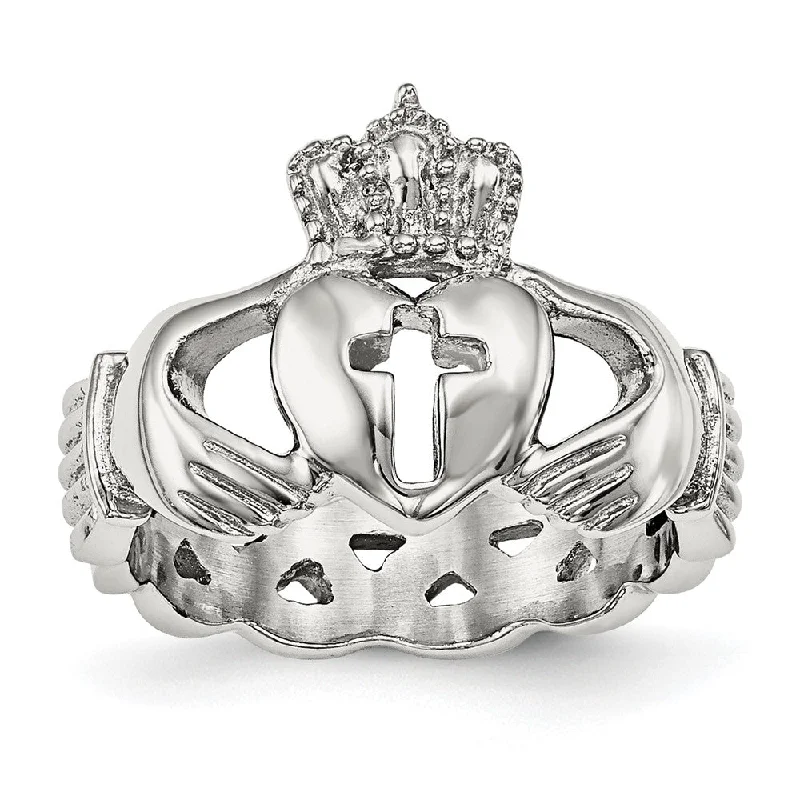 Elegant Jewelry, Exclusive Prices – Shop Now Stainless Steel Polished Claddagh Cross Standard Fit Ring Elegant Jewelry, Exclusive Prices – Shop Now Stainless Steel Polished Claddagh Cross Standard Fit Ring