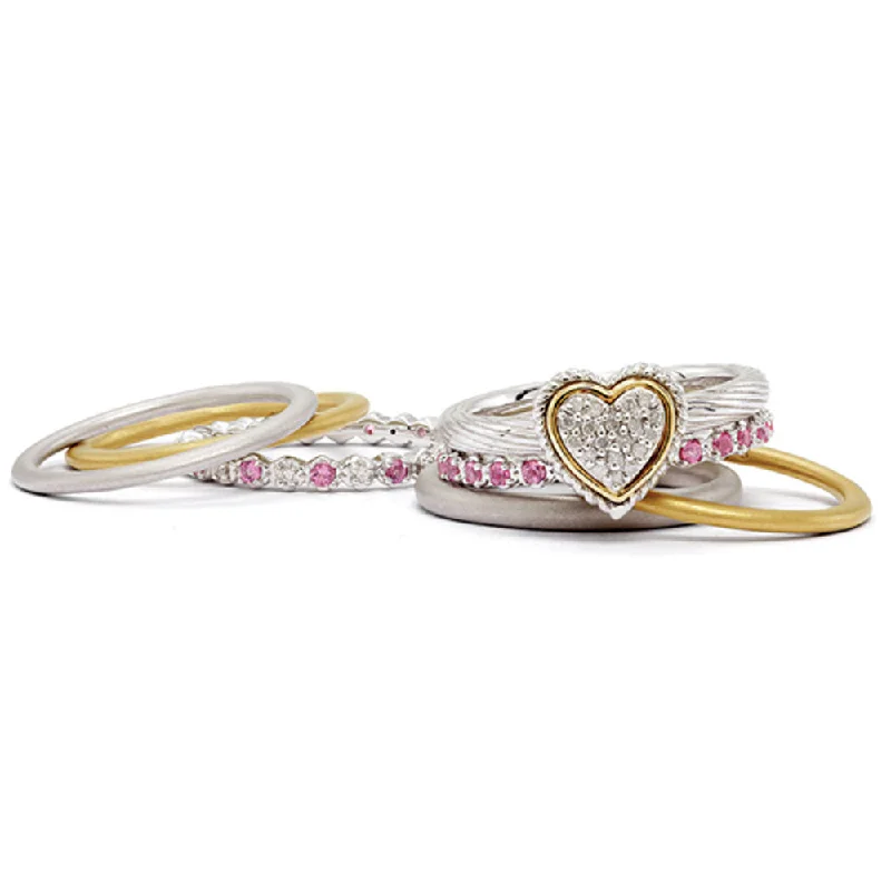 Huge Savings On Timeless Jewelry Collections Sterling Silver & 14K Gold Plated Diamond Love Embrace Stack Ring Set Huge Savings On Timeless Jewelry Collections Sterling Silver & 14K Gold Plated Diamond Love Embrace Stack Ring Set