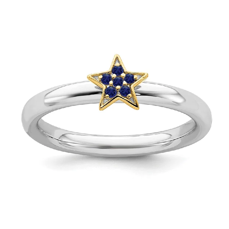 Special Offers On Handcrafted And Designer Jewelry Sterling Silver 14k Yellow Gold-Plated Cr. Sapphire Stack Star Ring Special Offers On Handcrafted And Designer Jewelry Sterling Silver 14k Yellow Gold-Plated Cr. Sapphire Stack Star Ring