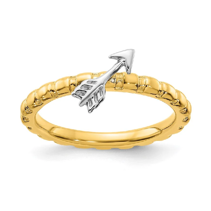 Big Savings On Your Favorite Jewelry Pieces Sterling Silver 14k Yellow Gold & Rhodium Plated Stack Arrow Ring Big Savings On Your Favorite Jewelry Pieces Sterling Silver 14k Yellow Gold & Rhodium Plated Stack Arrow Ring