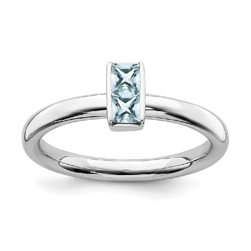 Premium Diamond Jewelry For Unforgettable Moments Sterling Silver Aquamarine 2 Stone Bar Stackable Ring Premium Diamond Jewelry For Unforgettable Moments Sterling Silver Aquamarine 2 Stone Bar Stackable Ring