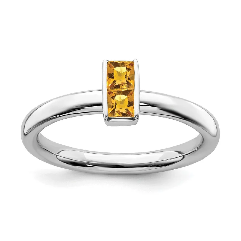 Luxury Jewelry Now At Special Promotional Rates Sterling Silver Citrine 2 Stone Bar Stackable Ring Luxury Jewelry Now At Special Promotional Rates Sterling Silver Citrine 2 Stone Bar Stackable Ring