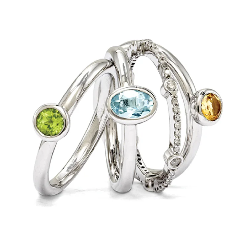 Premium Jewelry Now Available At Special Discounts Sterling Silver Classic Solitaire Gemstone &Diamond Stackable Ring Set Premium Jewelry Now Available At Special Discounts Sterling Silver Classic Solitaire Gemstone &Diamond Stackable Ring Set