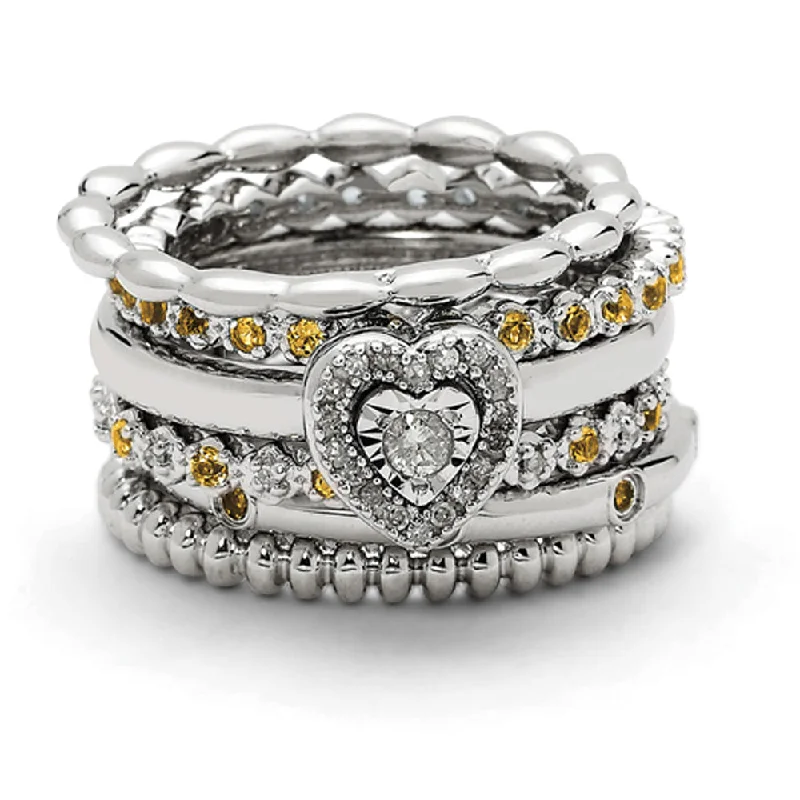 Personalized Jewelry Sale – Unique Pieces At Great Prices Sterling Silver, Diamond & Citrine Stackable Heart Ring Set Personalized Jewelry Sale – Unique Pieces At Great Prices Sterling Silver, Diamond & Citrine Stackable Heart Ring Set