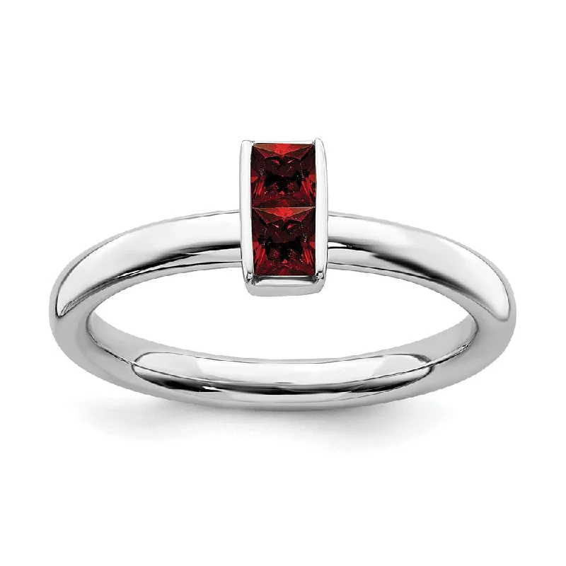 Bohemian-Inspired Jewelry For Free-Spirited Fashion Sterling Silver Garnet 2 Stone Bar Stackable Ring Bohemian-Inspired Jewelry For Free-Spirited Fashion Sterling Silver Garnet 2 Stone Bar Stackable Ring