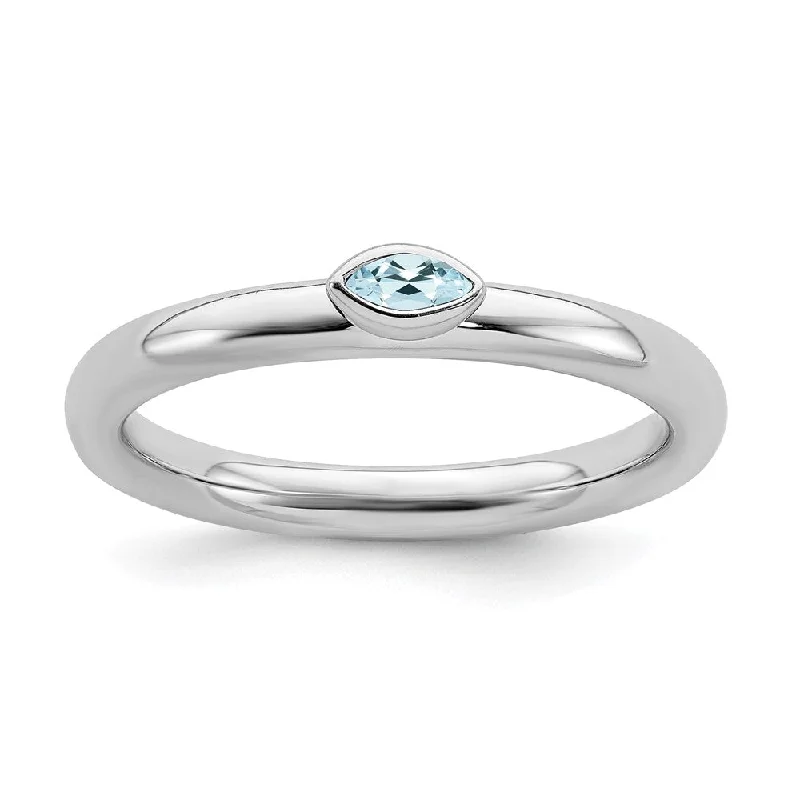 Delicate Crystal Jewelry For Sophisticated Charm Sterling Silver Marquise Aquamarine Solitaire Stackable Ring Delicate Crystal Jewelry For Sophisticated Charm Sterling Silver Marquise Aquamarine Solitaire Stackable Ring