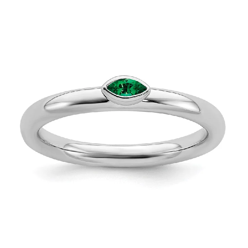 Waterproof Stainless Steel Jewelry For Lasting Beauty Sterling Silver Marquise Lab Created Emerald Solitaire Stackable Ring Waterproof Stainless Steel Jewelry For Lasting Beauty Sterling Silver Marquise Lab Created Emerald Solitaire Stackable Ring