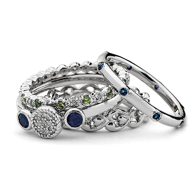 Affordable Glamour – Premium Jewelry At Special Prices Sterling Silver Stackable Flirty Diamond & Multi Gemstone Ring Set Affordable Glamour – Premium Jewelry At Special Prices Sterling Silver Stackable Flirty Diamond & Multi Gemstone Ring Set