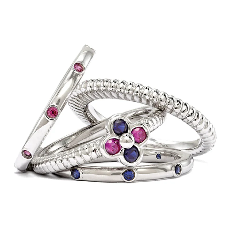 Shop Dazzling Jewelry At The Best Prices Sterling Silver Stackable Mini Created Gemstone Flower Ring Set Shop Dazzling Jewelry At The Best Prices Sterling Silver Stackable Mini Created Gemstone Flower Ring Set