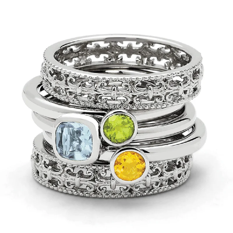 Discounted Luxury Jewelry – Shine Without The Splurge Sterling Silver Stackable Triple Solitaire Gemstone Ring Set Discounted Luxury Jewelry – Shine Without The Splurge Sterling Silver Stackable Triple Solitaire Gemstone Ring Set