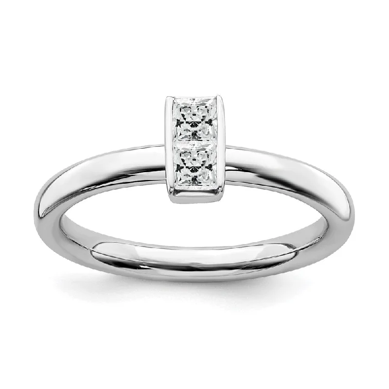 Your Perfect Accessory At The Perfect Price Sterling Silver White Topaz 2 Stone Bar Stackable Ring Your Perfect Accessory At The Perfect Price Sterling Silver White Topaz 2 Stone Bar Stackable Ring