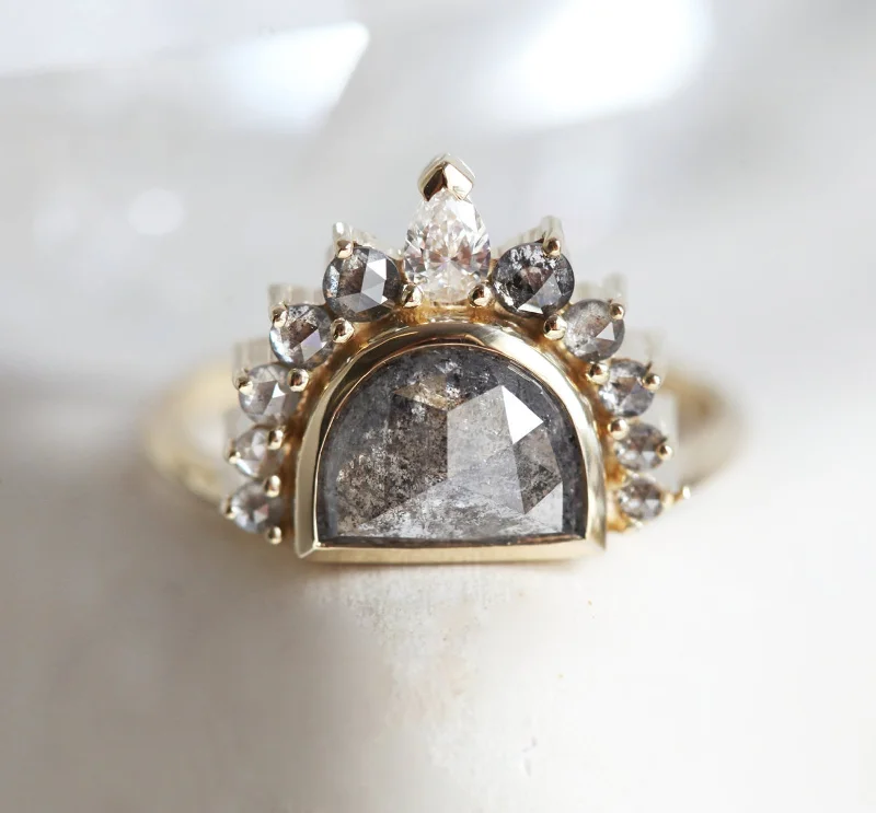 Stunning Jewelry At Even More Stunning Prices Sunrise Salt And Pepper Diamond Ring With Crown Stunning Jewelry At Even More Stunning Prices Sunrise Salt And Pepper Diamond Ring With Crown