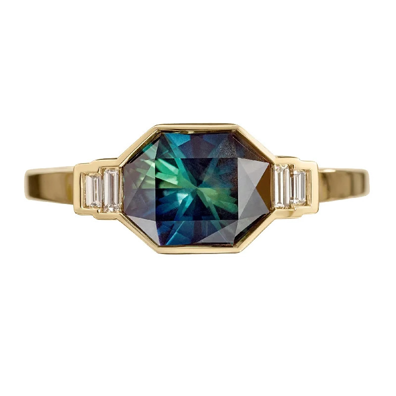 Versatile Layering Jewelry For Effortless Chic Supernova Teal Sapphire & Baguette Diamond Engagement Ring Versatile Layering Jewelry For Effortless Chic Supernova Teal Sapphire & Baguette Diamond Engagement Ring