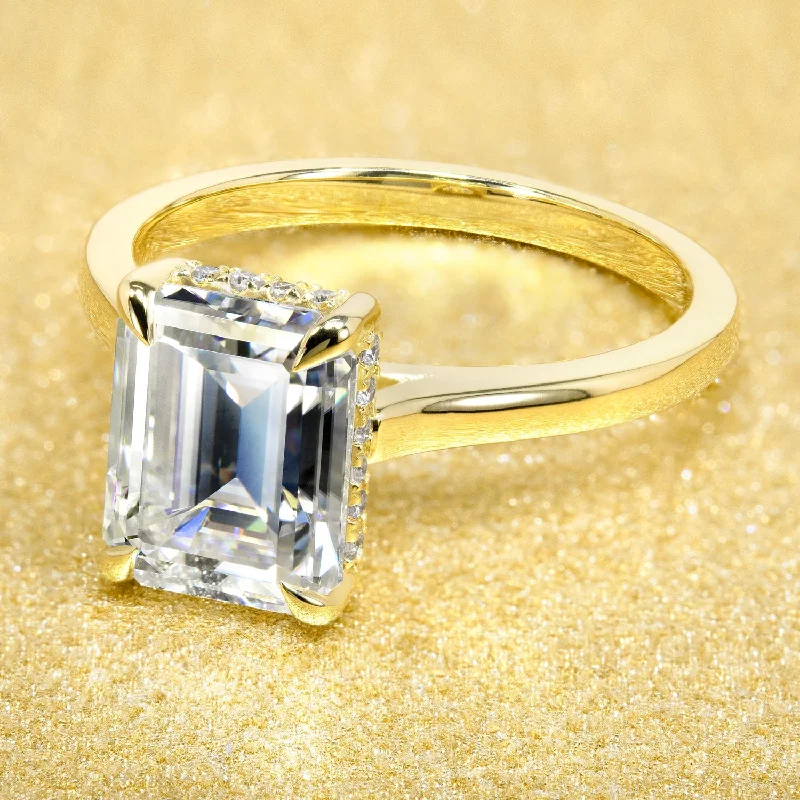 Unmissable Jewelry Discounts – Elevate Your Look For Less The Delia, 2.5ct Emerald-cut Cathedral Hidden Halo Ring