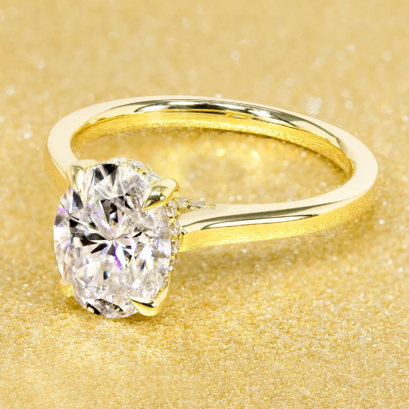 Eco-Friendly Sustainable Jewelry For Conscious Buyers The Sofia, 2ct Oval-cut Cathedral Hidden Halo Ring Eco-Friendly Sustainable Jewelry For Conscious Buyers The Sofia, 2ct Oval-cut Cathedral Hidden Halo Ring