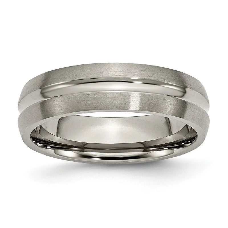 Elegant Designs, Unbeatable Discounts – Shop Jewelry Now Titanium 6mm Center Grooved Standard Fit Band Elegant Designs, Unbeatable Discounts – Shop Jewelry Now Titanium 6mm Center Grooved Standard Fit Band