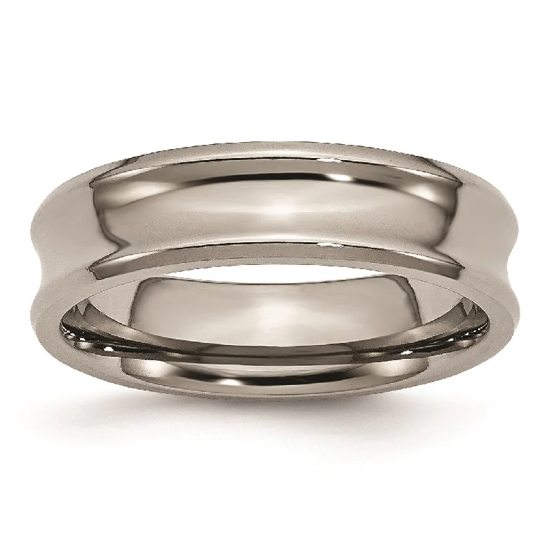 Dazzle In Elegance With Our Biggest Jewelry Sale Titanium Concave 6mm Polished Beveled Edge Band