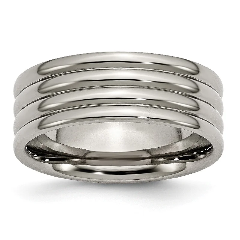 Unique Jewelry Designs Now At Discounted Rates Titanium Grooved 8mm Polished Band