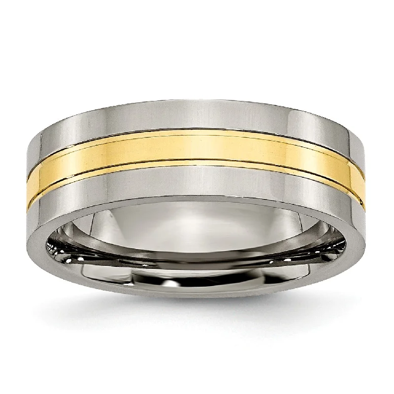 Premium Diamond Jewelry At Once-In-A-Lifetime Discounts Titanium Yellow IP-plated Grooved 7mm Polished Band Premium Diamond Jewelry At Once-In-A-Lifetime Discounts Titanium Yellow IP-plated Grooved 7mm Polished Band
