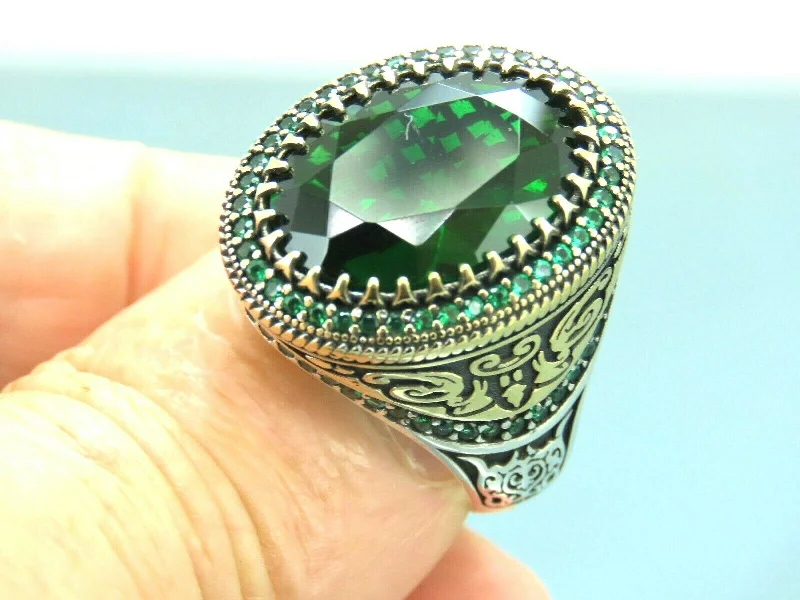 Personalized Engraved Jewelry For Meaningful Gifts Turkish Handmade Jewelry 925 Sterling Silver Emerald Stone Mens Rings Personalized Engraved Jewelry For Meaningful Gifts Turkish Handmade Jewelry 925 Sterling Silver Emerald Stone Mens Rings
