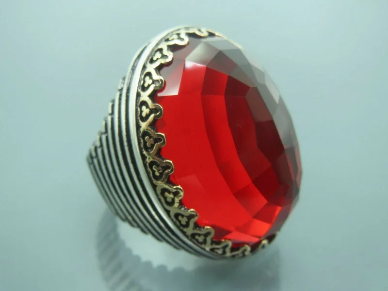 Eco-Friendly Sustainable Jewelry For Conscious Buyers Turkish Handmade Jewelry 925 Sterling Silver Garnet Stone Mens Rings Eco-Friendly Sustainable Jewelry For Conscious Buyers Turkish Handmade Jewelry 925 Sterling Silver Garnet Stone Mens Rings