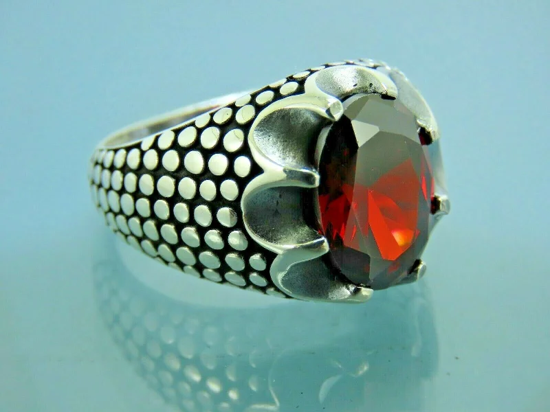 Exclusive Jewelry Bundles At Discounted Rates Turkish Handmade Jewelry 925 Sterling Silver Garnet Stone Mens Rings