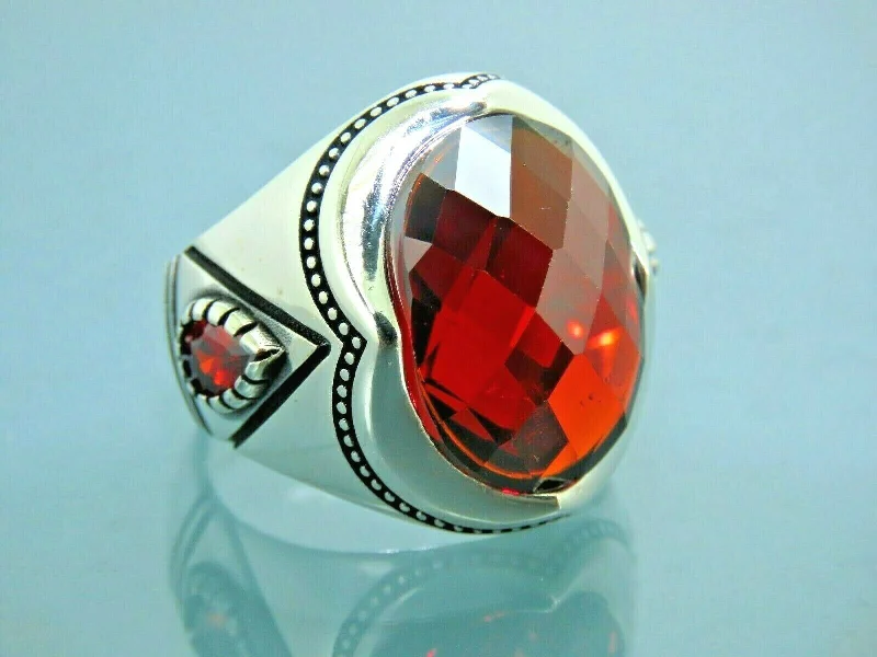 Delicate Crystal Jewelry For Sophisticated Charm Turkish Handmade Jewelry 925 Sterling Silver Garnet Stones Mens Rings Delicate Crystal Jewelry For Sophisticated Charm Turkish Handmade Jewelry 925 Sterling Silver Garnet Stones Mens Rings